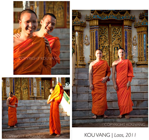 Monks in Vientiane Laos } 2011